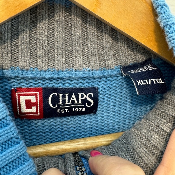 Chaps quarter zip up knitted sweater men’s XLT - Picture 4 of 5
